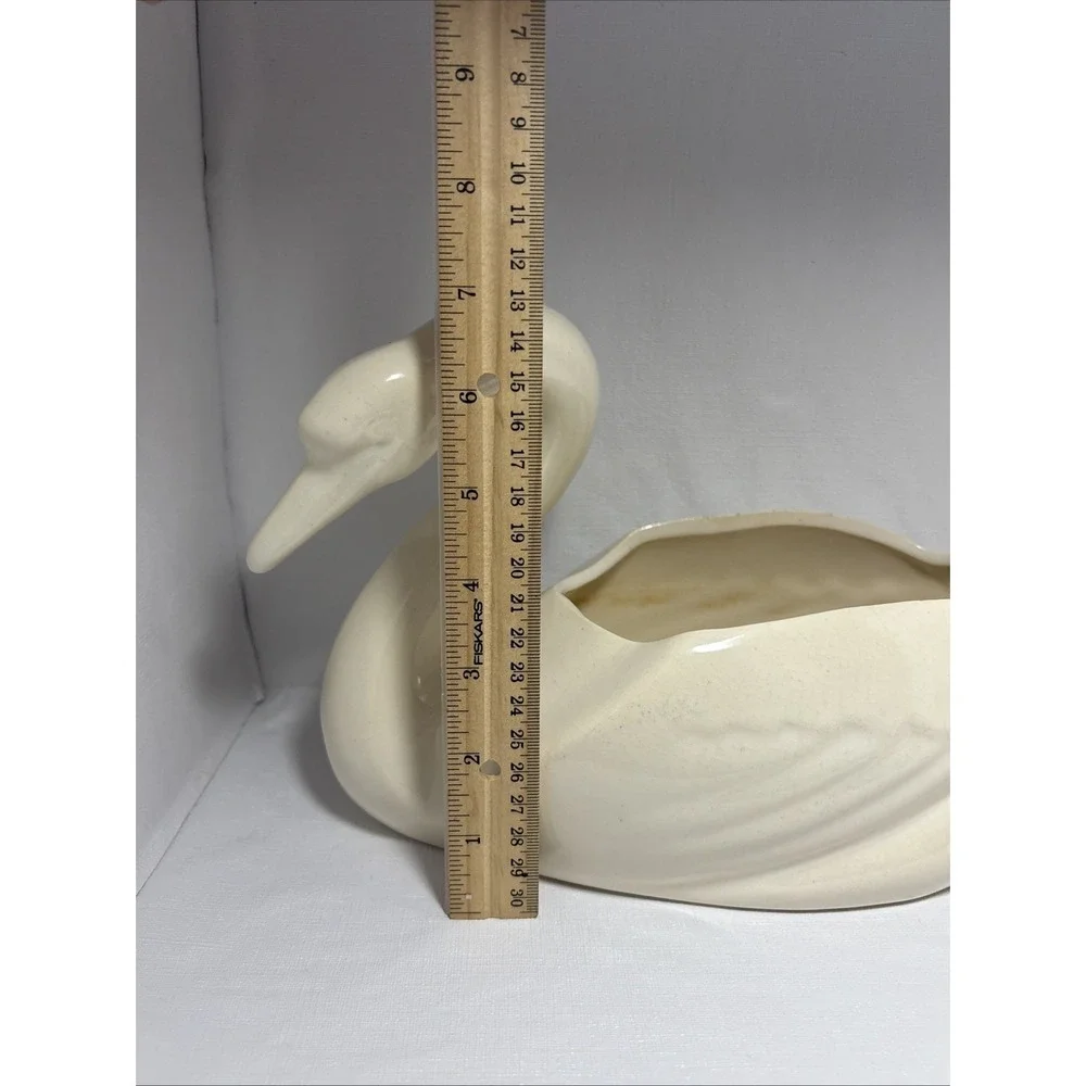 Vintage Bauer Pottery Swan Planter With Baby Swan Figures